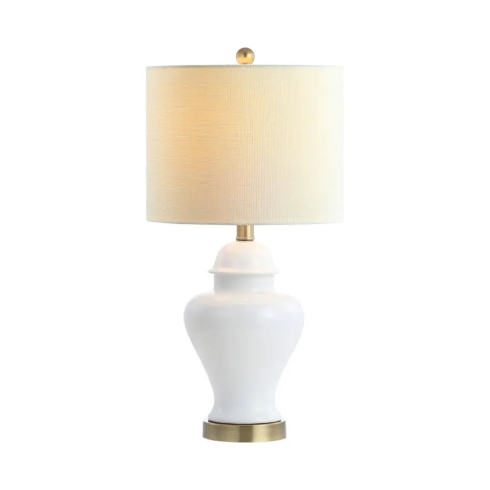 Set of Two 22" Gold Urn Table Lamps LED With Drum Shades HomeRoots