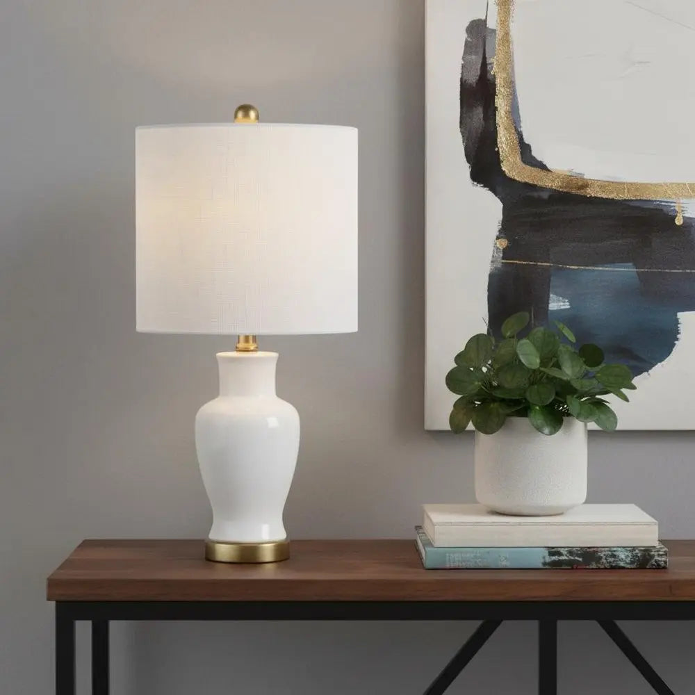 21" Gold Urn Table Lamp LED With Drum Shade HomeRoots