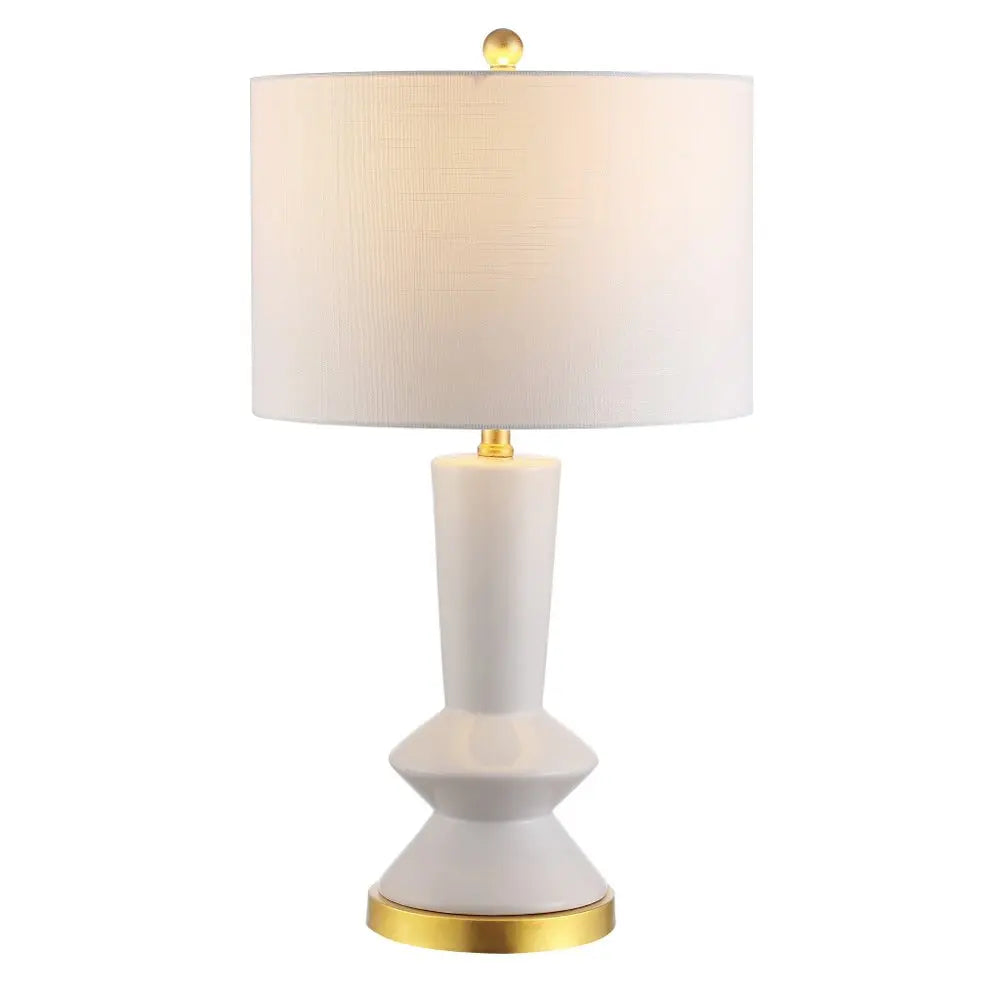 27" Gold Geometric Table Lamp LED With Drum Shade HomeRoots