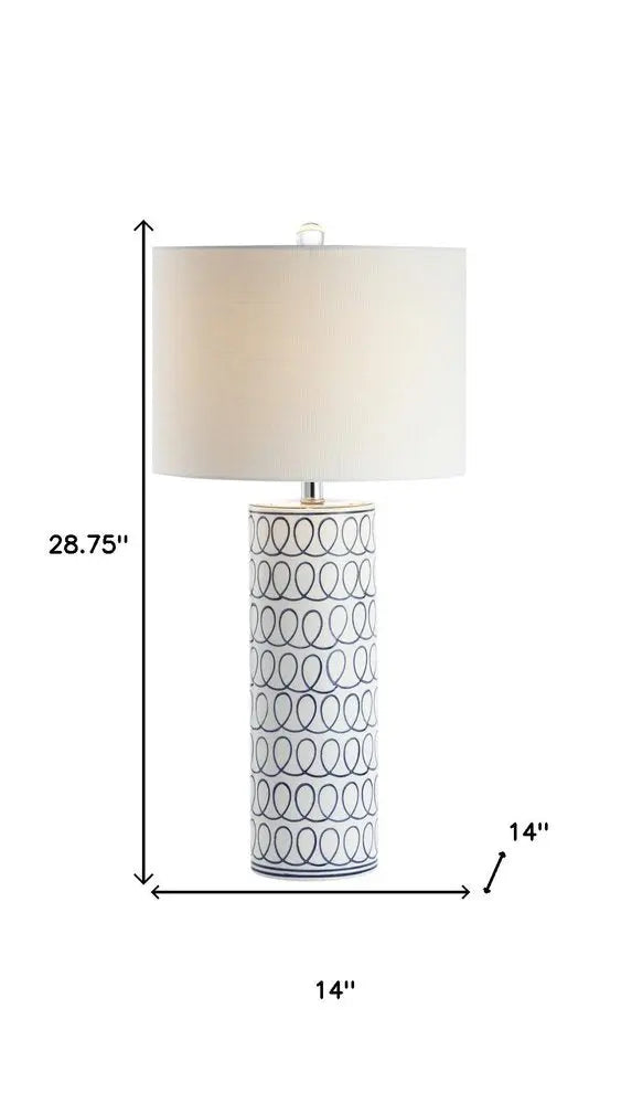 29" White Table Lamp LED With Drum Shade HomeRoots
