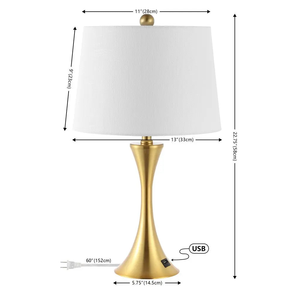 Set of Two 23" Clear Novelty Table Lamps LED With Empire Shades HomeRoots