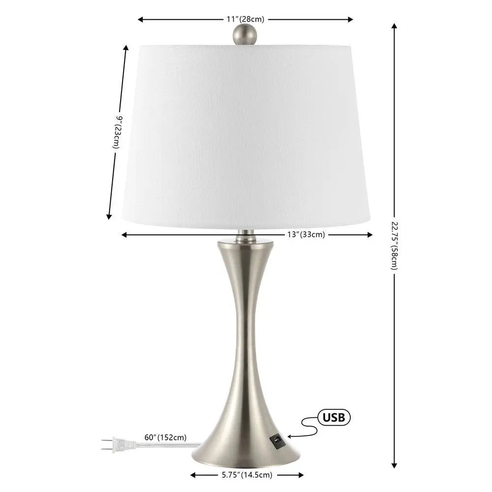 Set of Two 23" Clear Novelty Table Lamps LED With Empire Shades HomeRoots