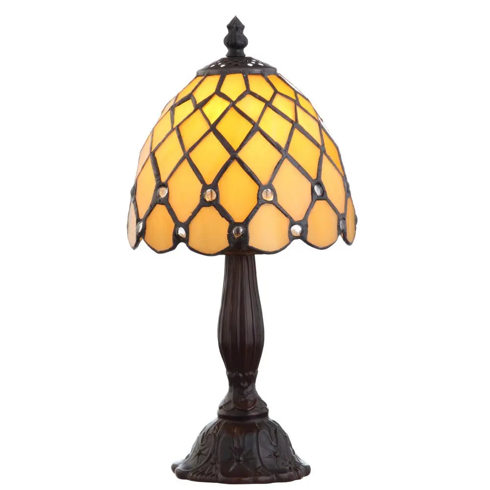13" Bronze Novelty Tiffany Lamp LED With Bell Shade HomeRoots