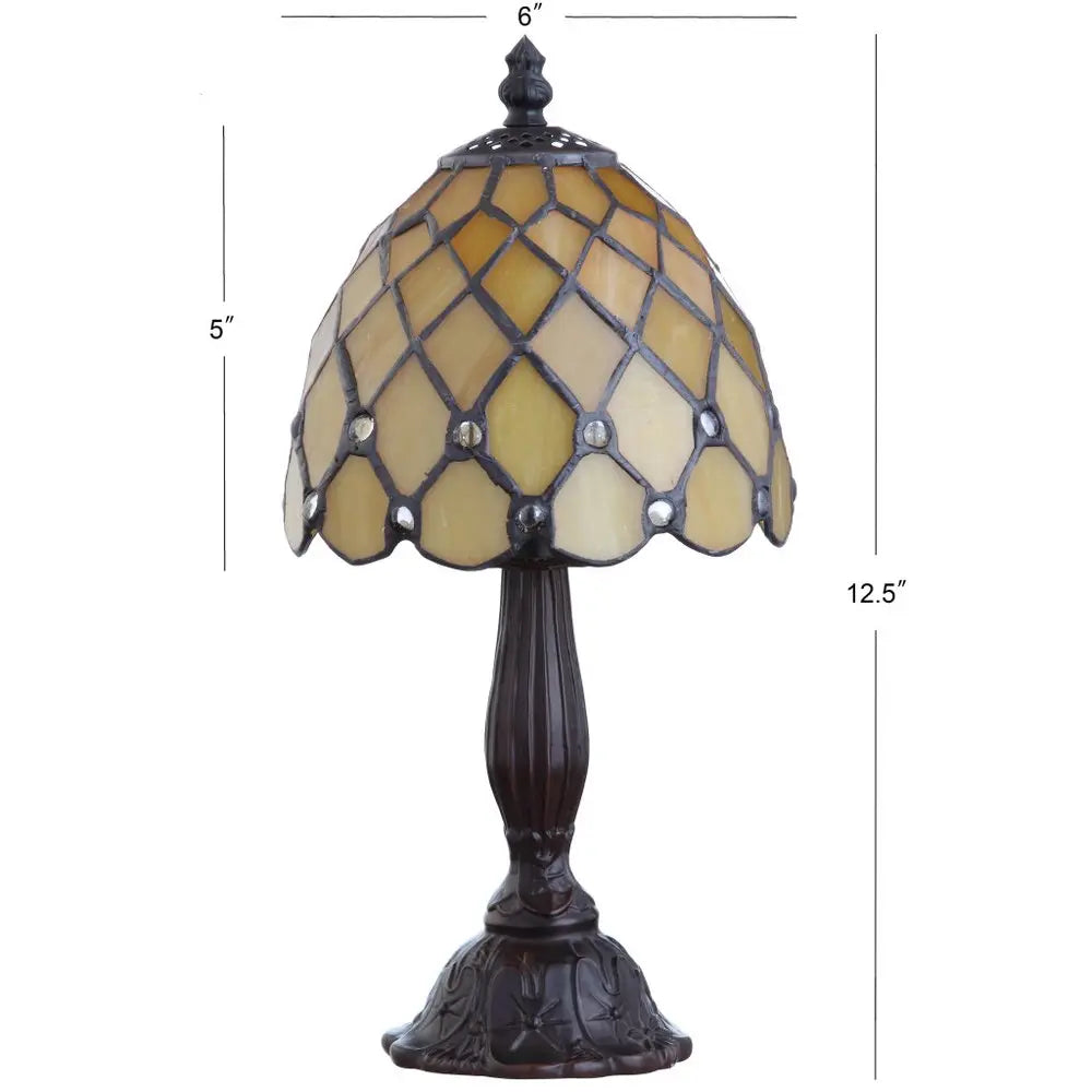 13" Bronze Novelty Tiffany Lamp LED With Bell Shade HomeRoots