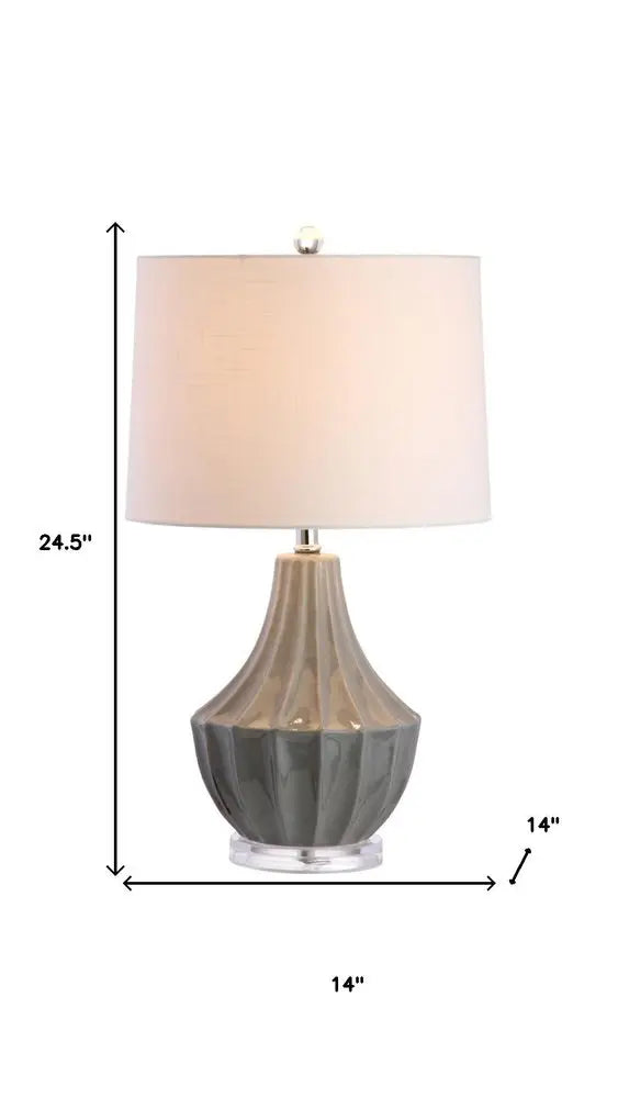 25" Clear Novelty Table Lamp LED With Drum Shade HomeRoots