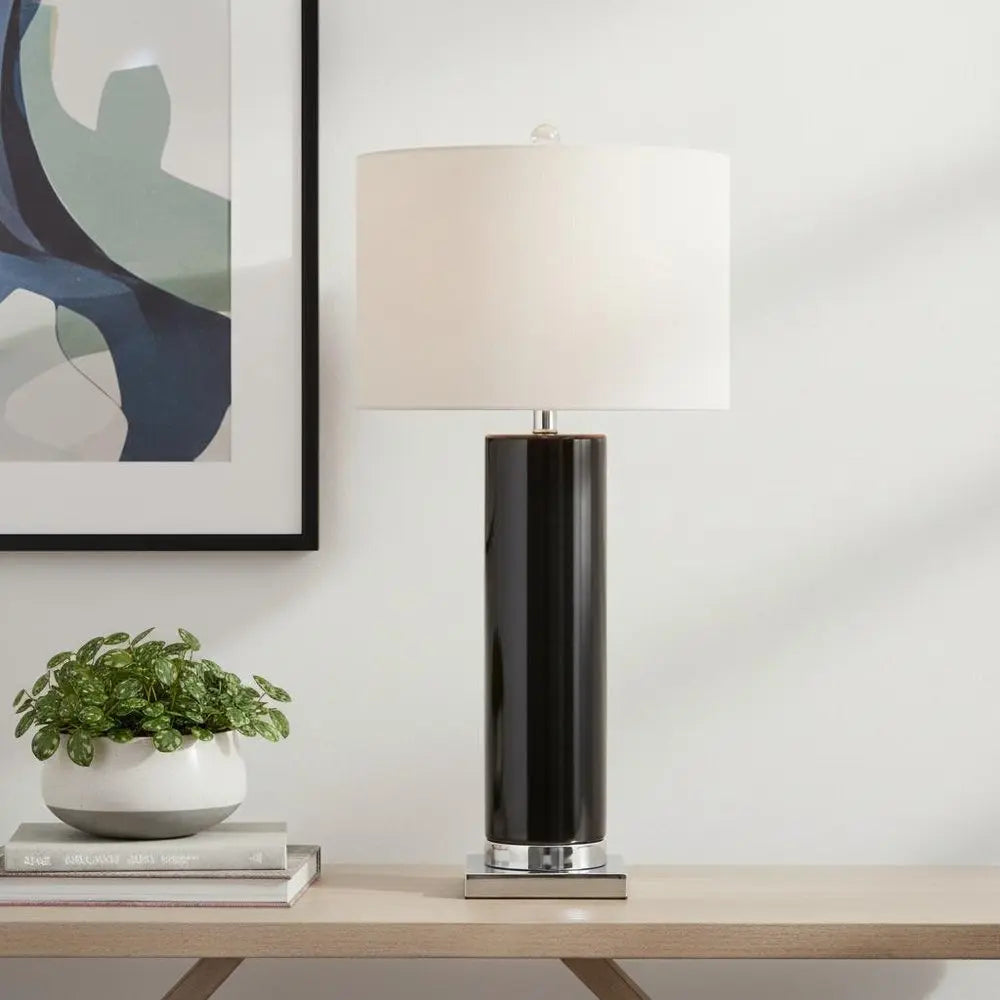 32" Silver Novelty Table Lamp LED With Drum Shade HomeRoots