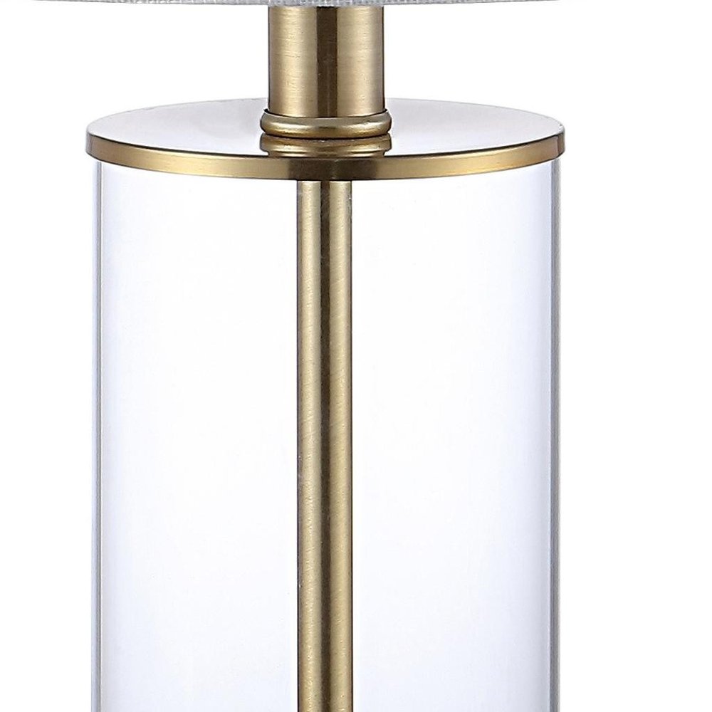 Set of Two 21" Gold USB Table Lamps LED With Drum Shades