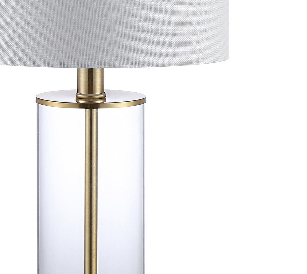 Set of Two 21" Gold USB Table Lamps LED With Drum Shades