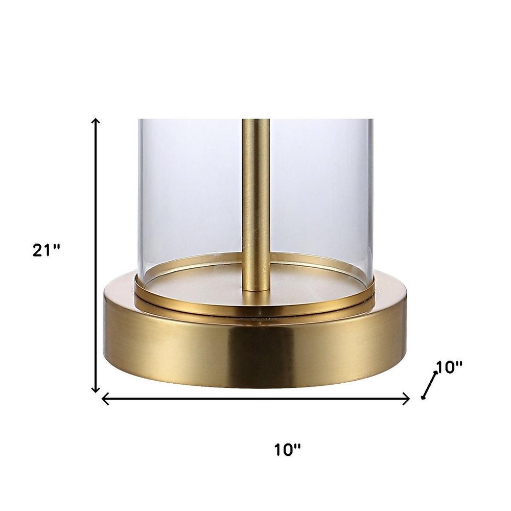 Set of Two 21" Gold USB Table Lamps LED With Drum Shades