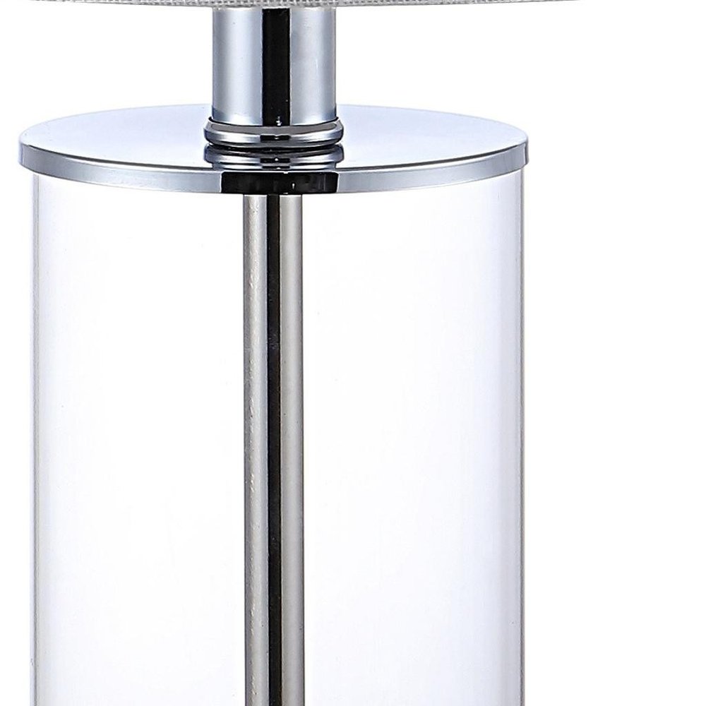 Set of Two 21" Silver USB Table Lamps LED With Drum Shades