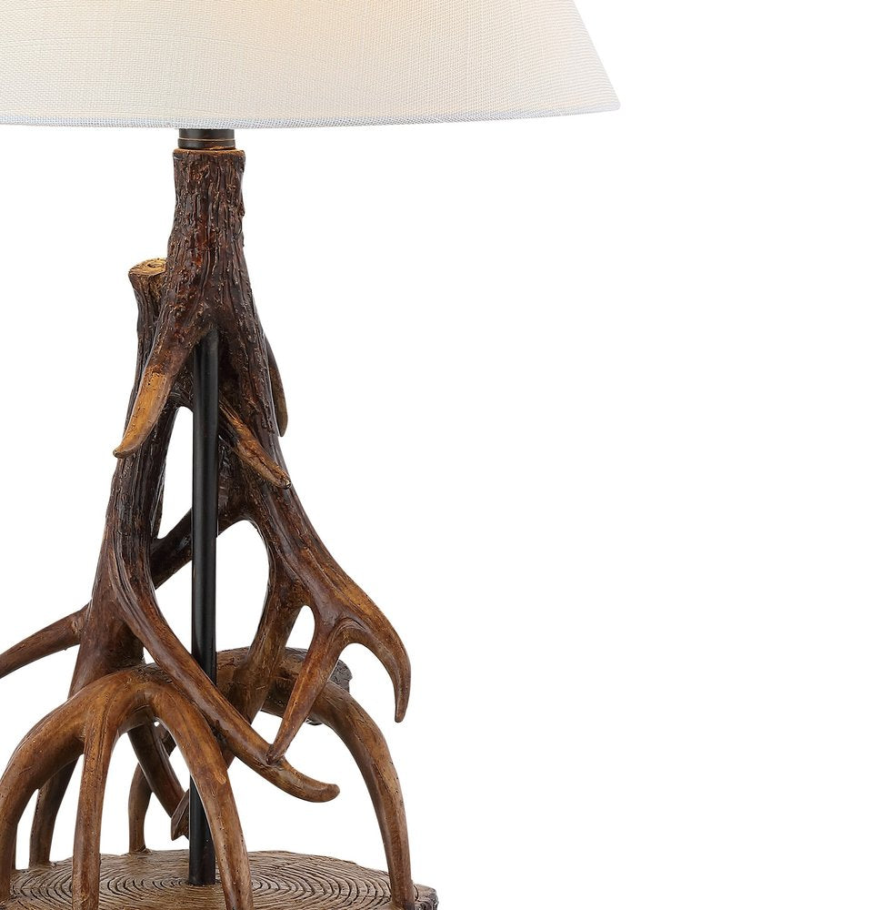 26" Dark Brown Antlers Table Lamp LED With Empire Shade