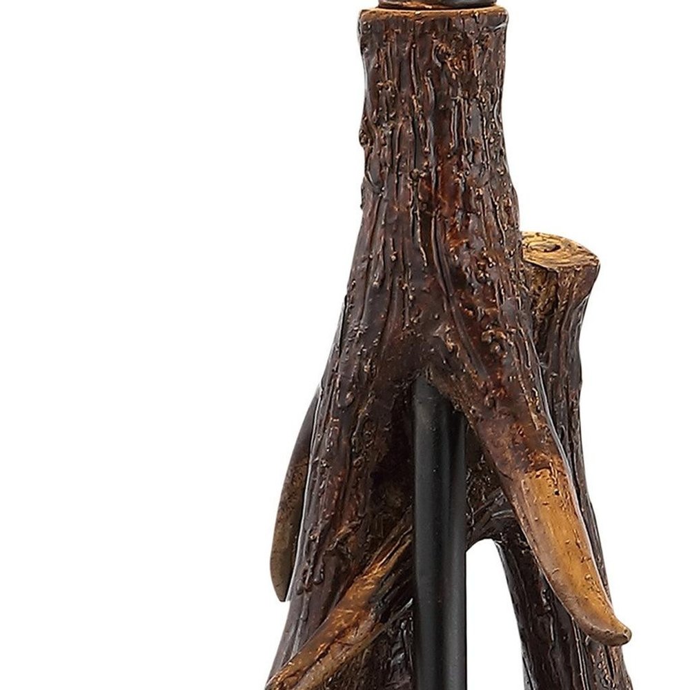 26" Dark Brown Antlers Table Lamp LED With Empire Shade