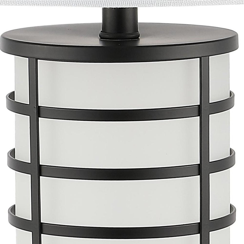 27" Black USB Table Lamp LED With Drum Shade