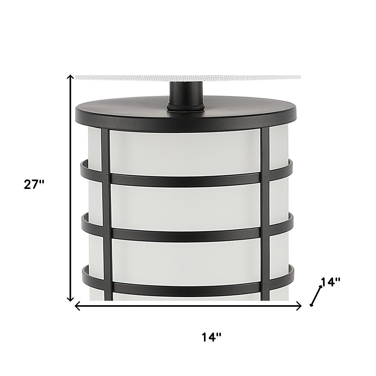 27" Black USB Table Lamp LED With Drum Shade