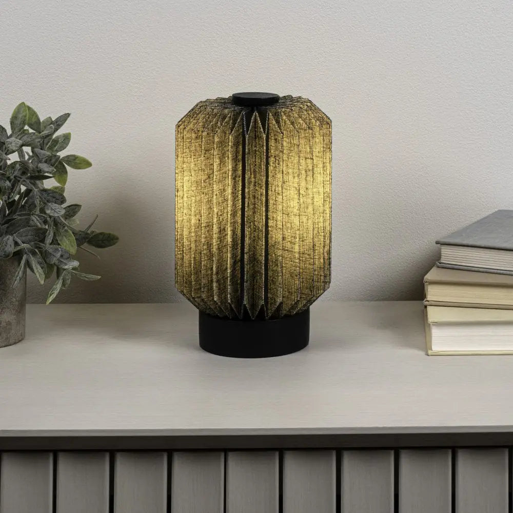 9" Black Geometric Table Lamp LED With Cylinder Shade HomeRoots