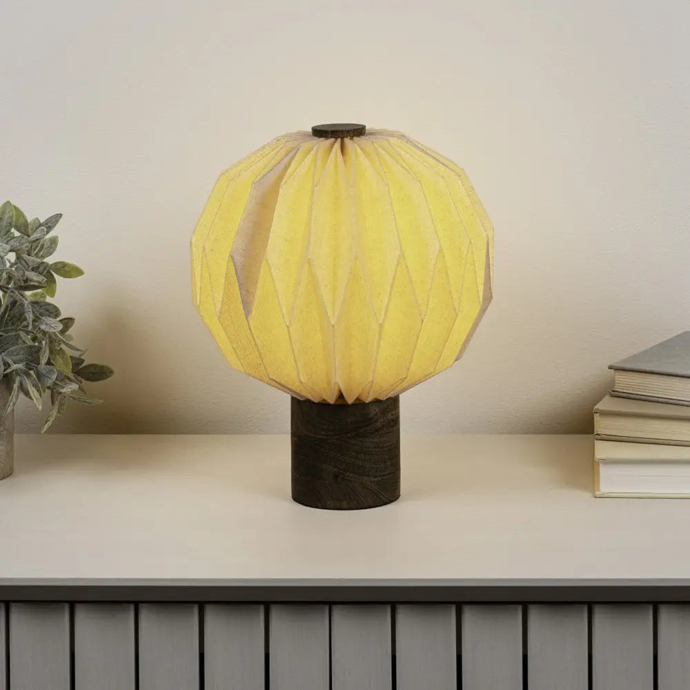11" Natural Geometric Table Lamp LED With Globe Shade HomeRoots