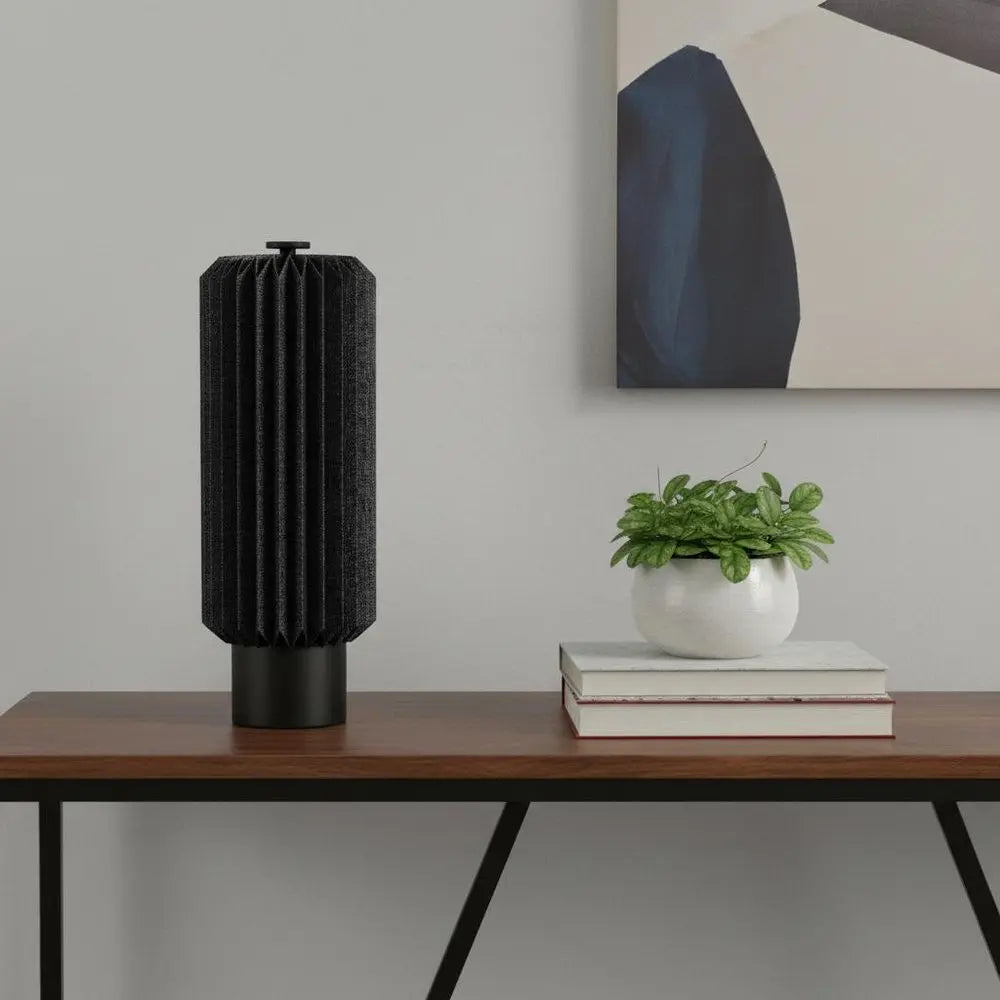 16" Black Geometric Table Lamp LED With Cylinder Shade HomeRoots