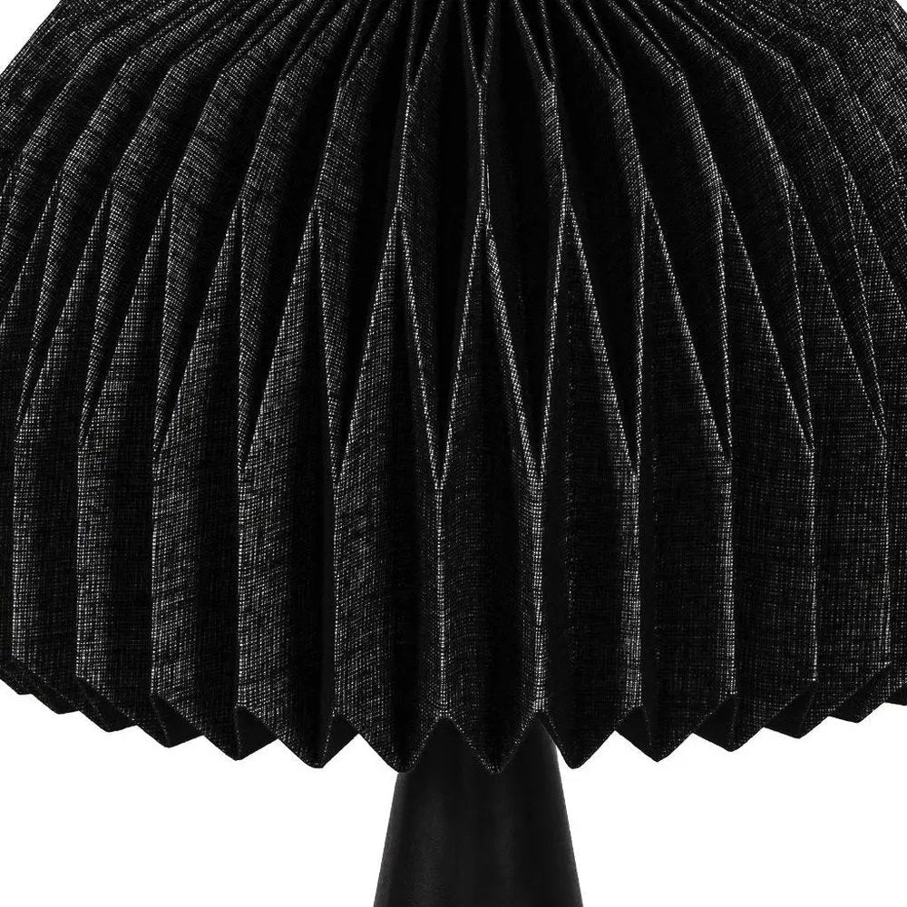 16" Black Geometric Table Lamp LED With Dome Shade HomeRoots