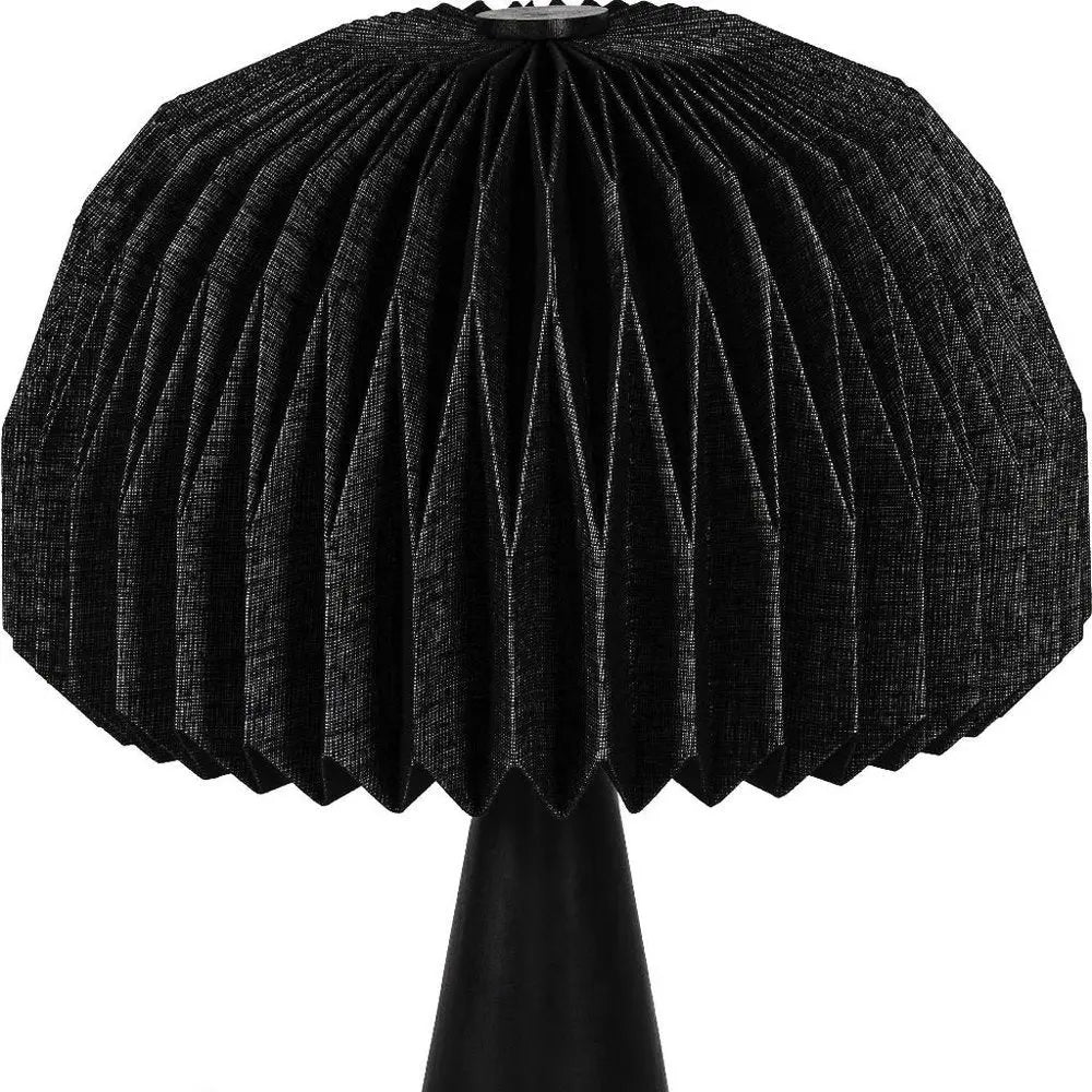 16" Black Geometric Table Lamp LED With Dome Shade HomeRoots