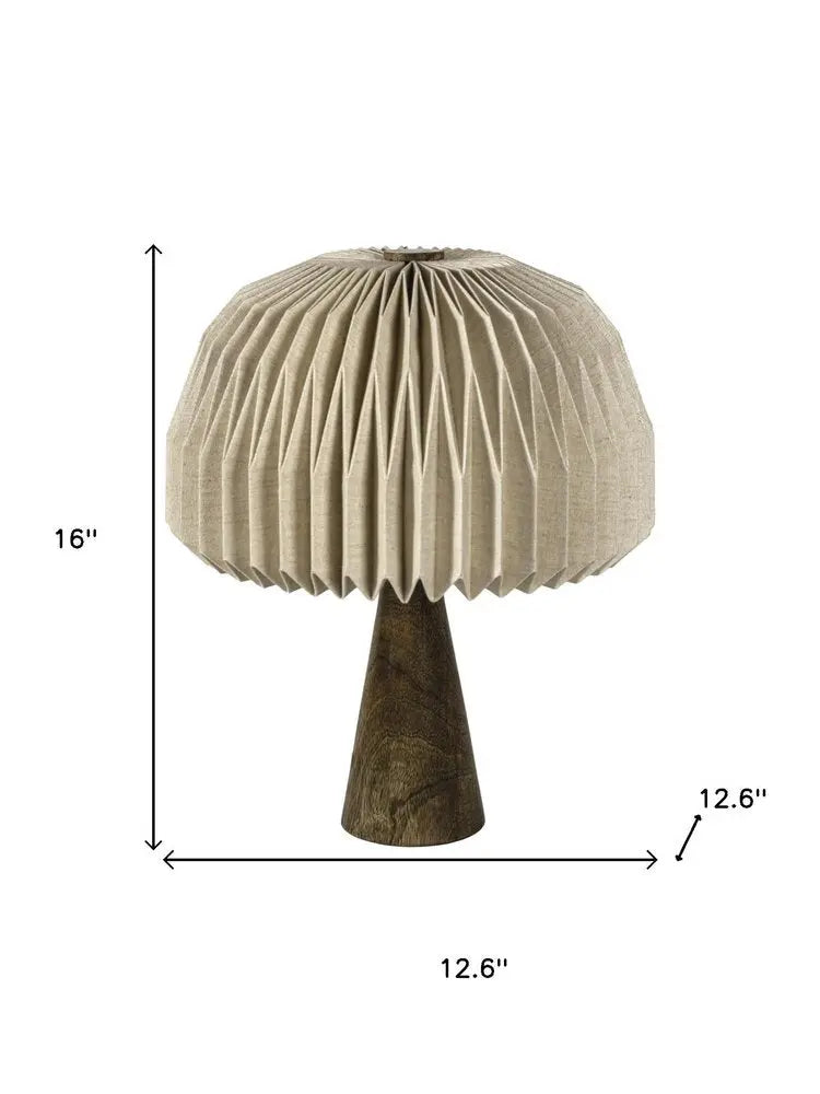16" Natural Geometric Table Lamp LED With Dome Shade HomeRoots