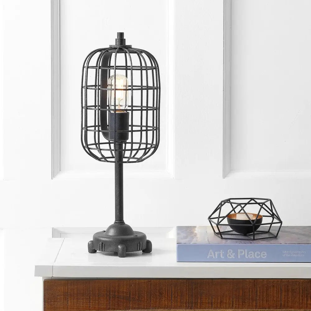 20" Black Novelty Table Lamp LED With Drum Shade HomeRoots