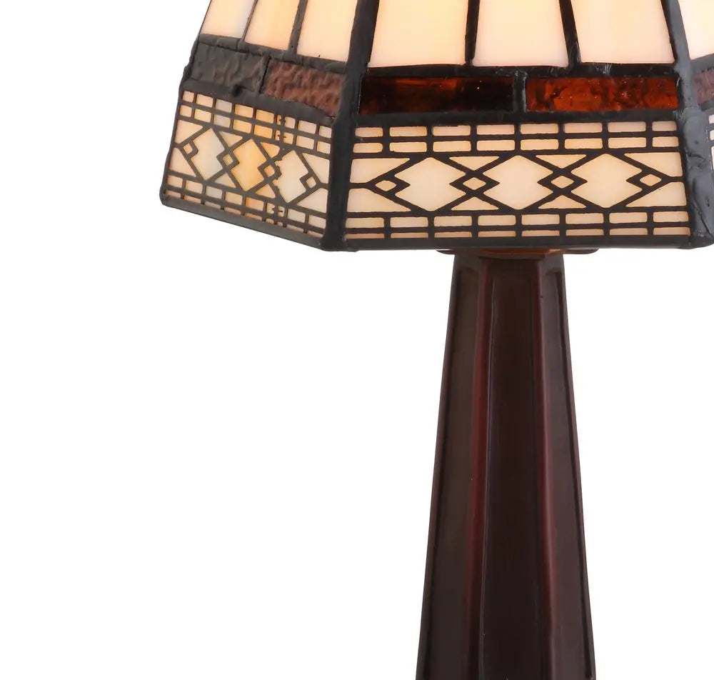 12" Brown Novelty Tiffany Lamp LED With Bell Shade HomeRoots
