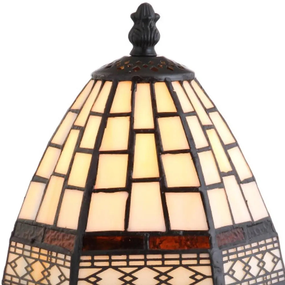12" Brown Novelty Tiffany Lamp LED With Bell Shade HomeRoots