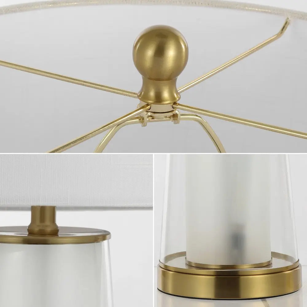 Set of Two 26" Gold Lighthouse Table Lamps LED With Drum Shades HomeRoots