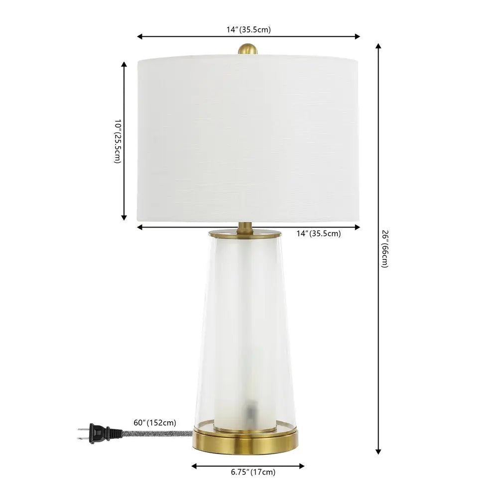 Set of Two 26" Gold Lighthouse Table Lamps LED With Drum Shades HomeRoots