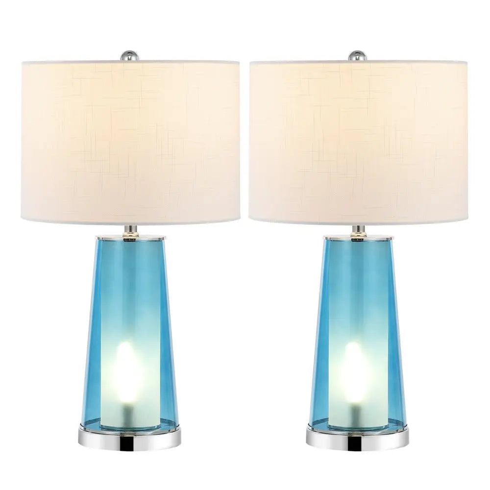 Set of Two 26" Silver Lighthouse Table Lamps LED With Drum Shades HomeRoots