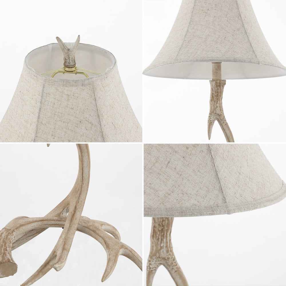 Lámpara de mesa LED Antlers beige de 28" con pantalla de campana