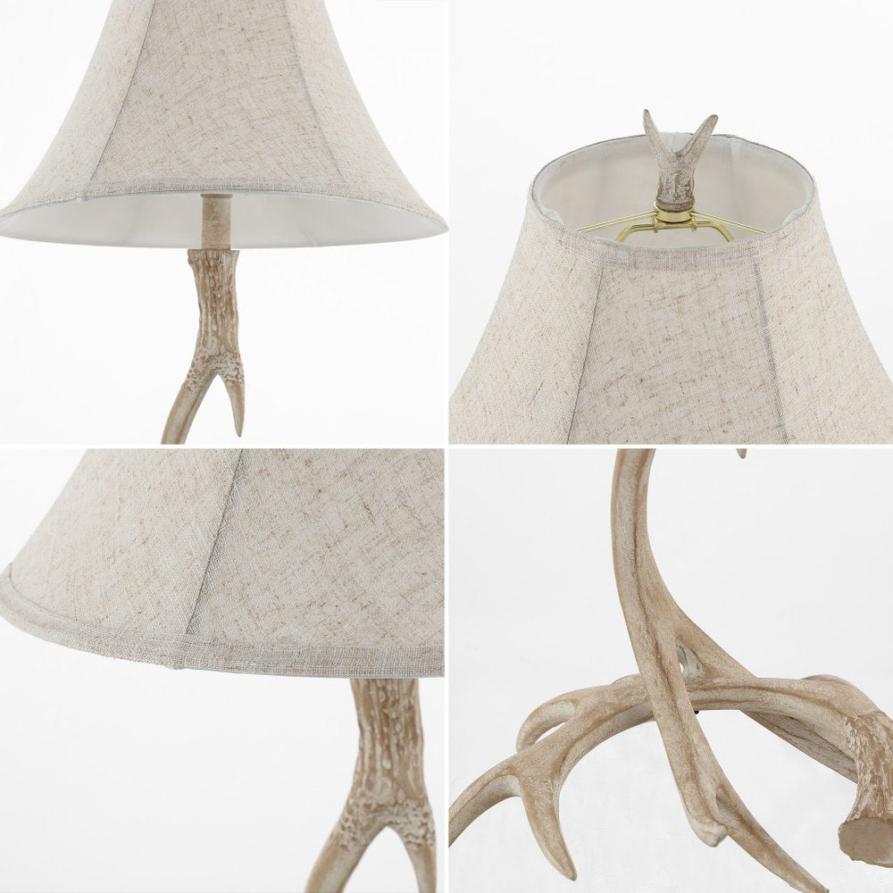 Lámpara de mesa LED Antlers beige de 28" con pantalla de campana