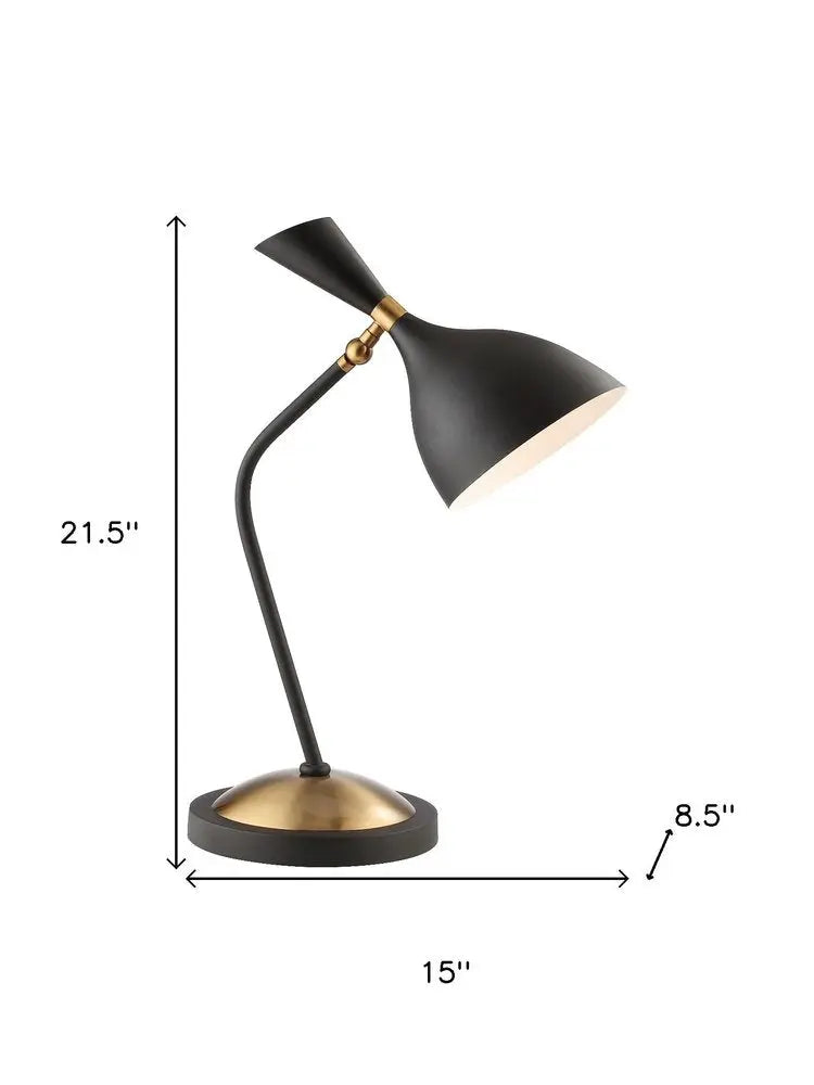 22" Black Table Lamp LED With Bell Shade HomeRoots
