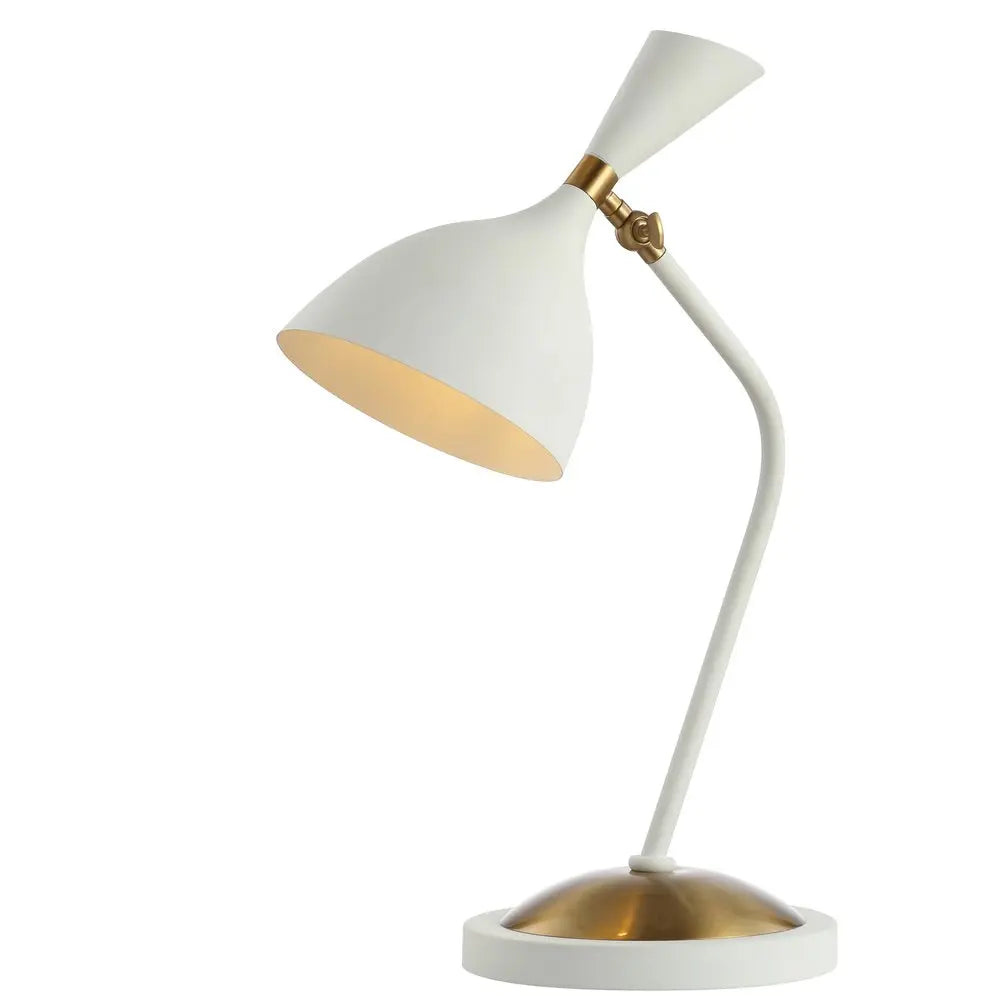 22" White Table Lamp LED With Bell Shade HomeRoots
