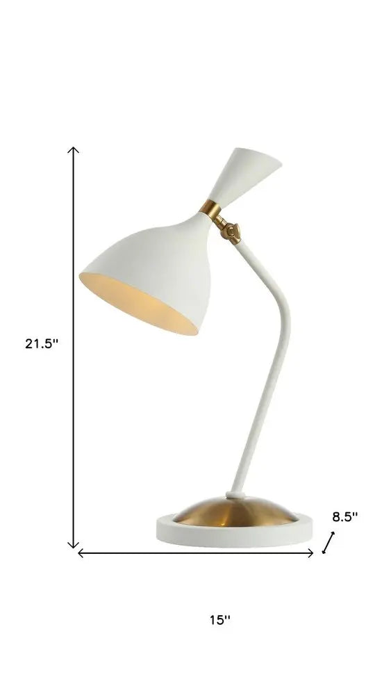 22" White Table Lamp LED With Bell Shade HomeRoots