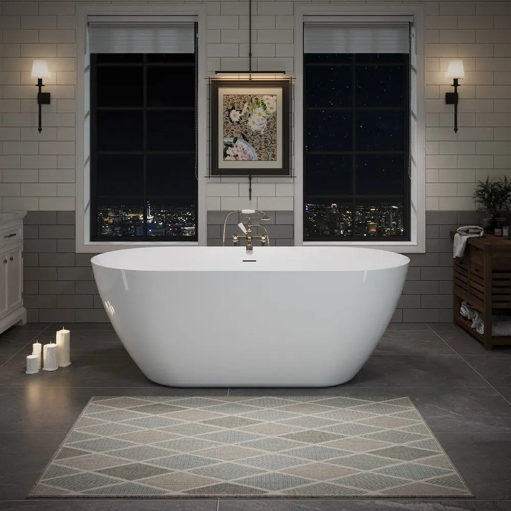 59" White Acrylic Oval Bath Tub HomeRoots