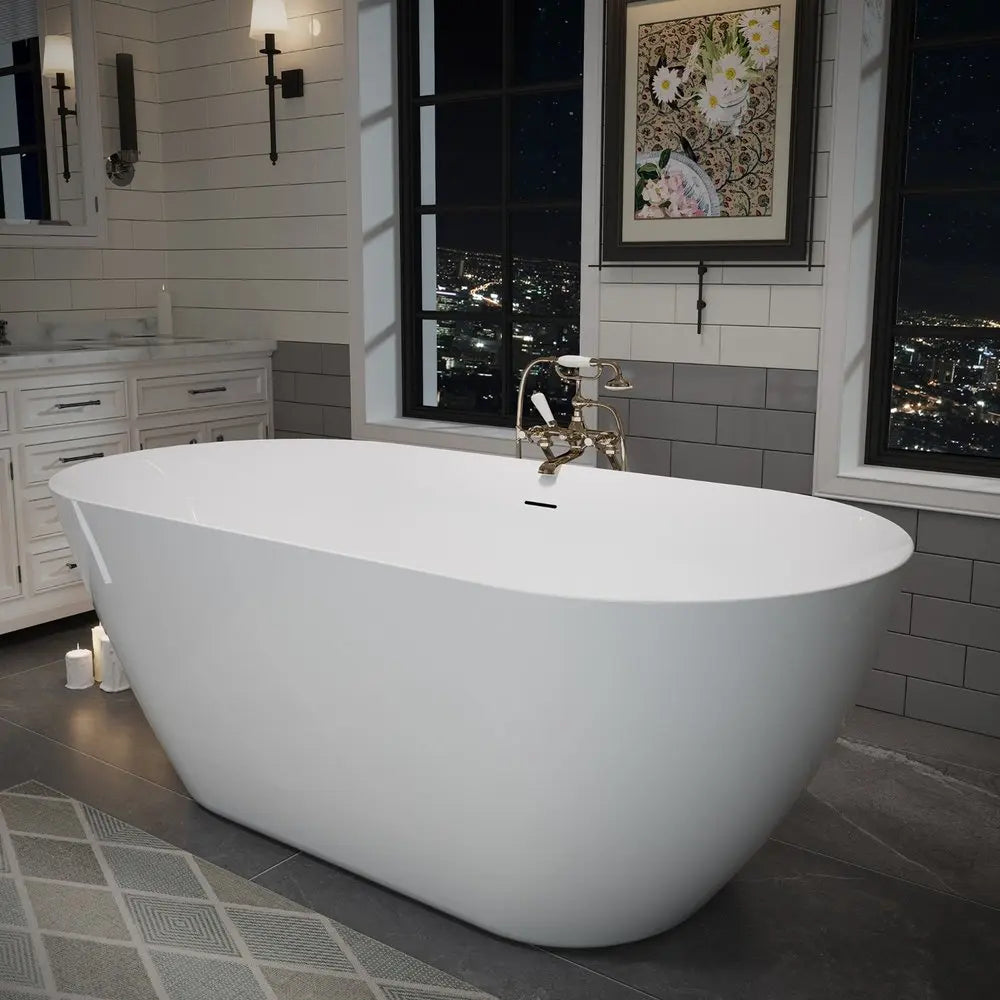 59" White Acrylic Oval Bath Tub HomeRoots