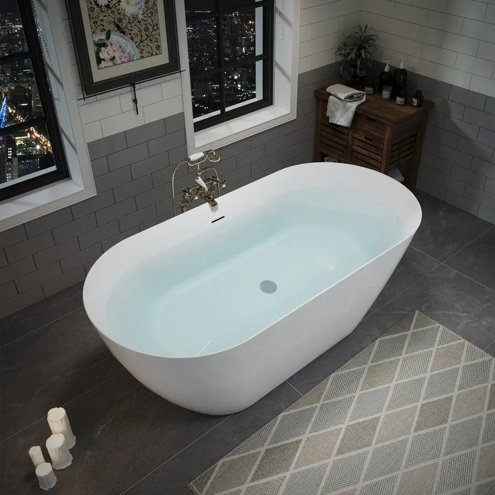 59" White Acrylic Oval Bath Tub HomeRoots