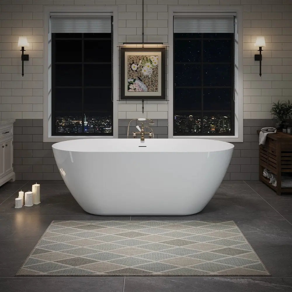 63" White Acrylic Oval Bath Tub HomeRoots
