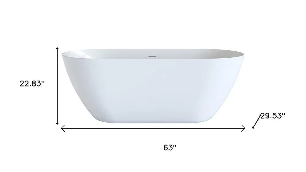63" White Acrylic Oval Bath Tub HomeRoots