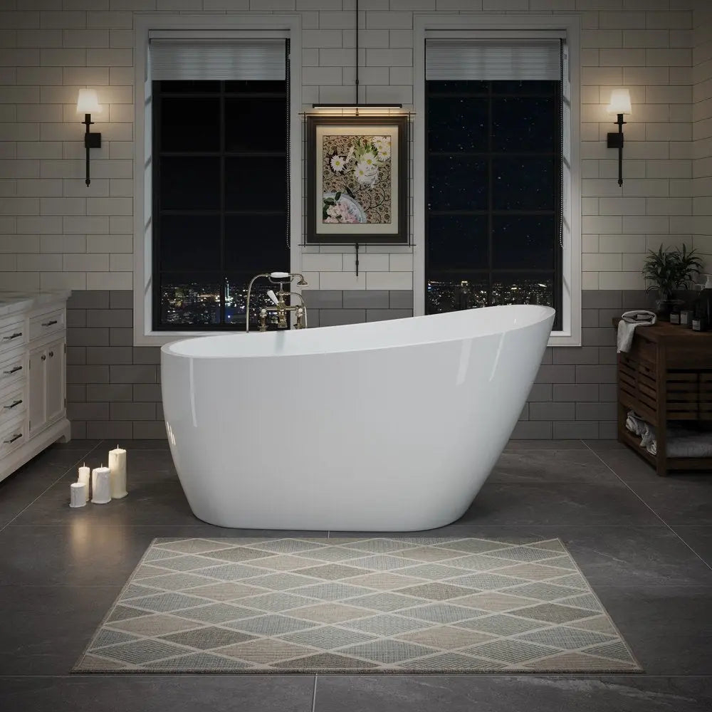 55" White Acrylic Oval Bath Tub HomeRoots