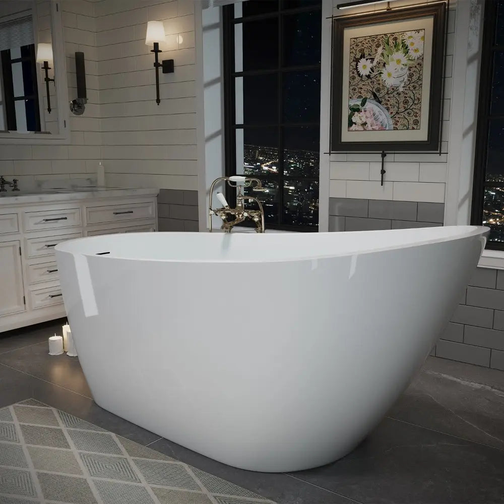 63" White Acrylic Oval Bath Tub HomeRoots