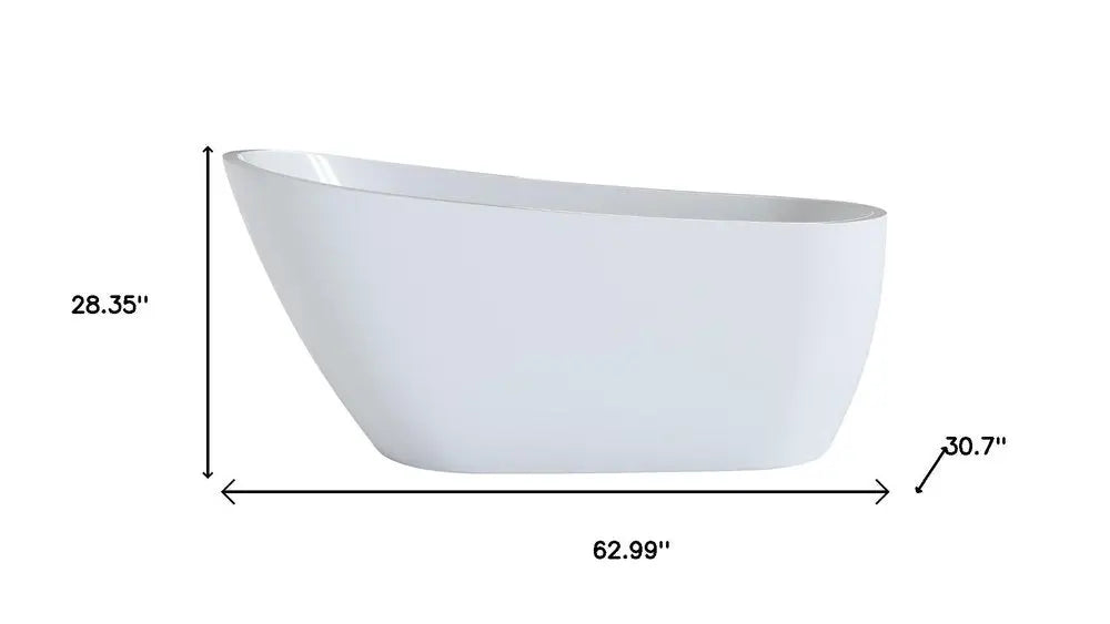 63" White Acrylic Oval Bath Tub HomeRoots