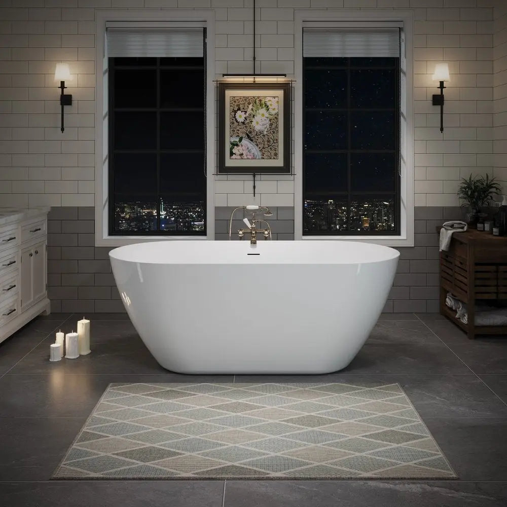 55" White Acrylic Oval Bath Tub HomeRoots