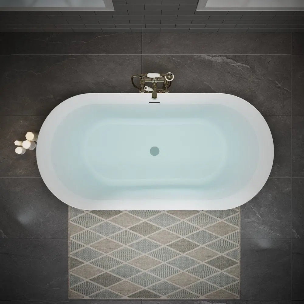 55" White Acrylic Oval Bath Tub HomeRoots