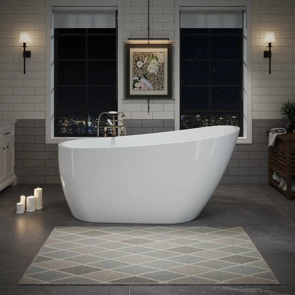 59" White Acrylic Oval Bath Tub HomeRoots