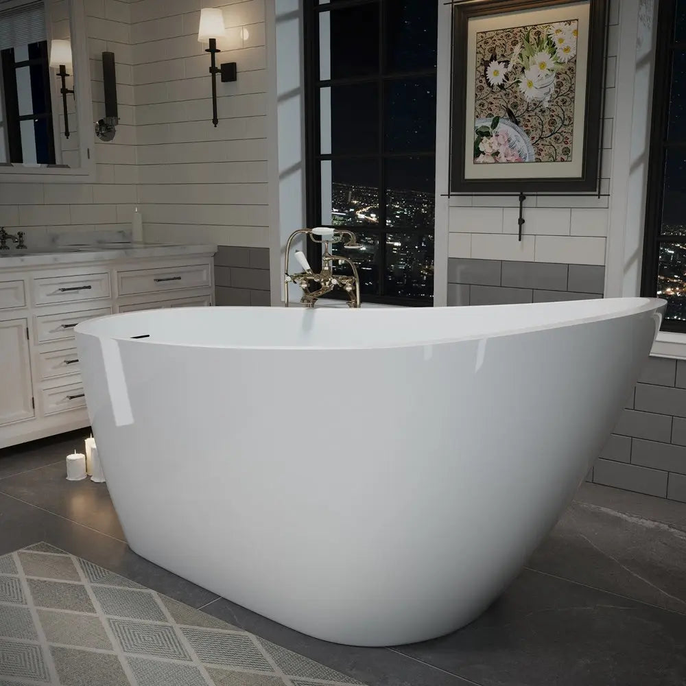 59" White Acrylic Oval Bath Tub HomeRoots