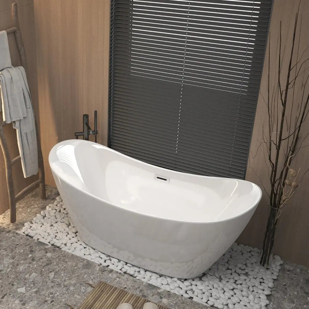 59" White Acrylic Oval Bath Tub HomeRoots