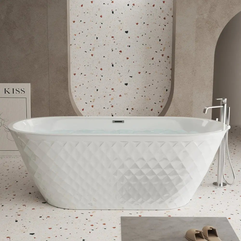 59" White Acrylic Oval Bath Tub HomeRoots
