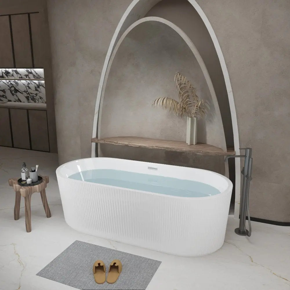 59" White Acrylic Oval Bath Tub HomeRoots